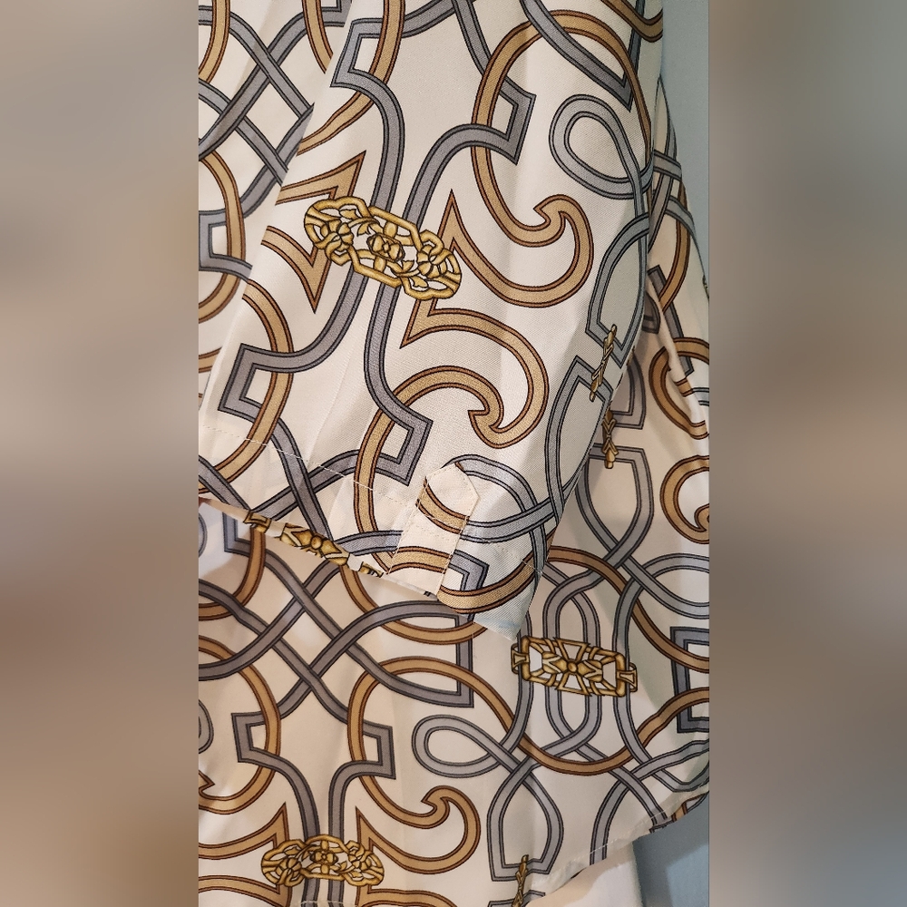 Women's J. McLaughlin Silk Button-down Blouse, Large - Picture 3 of 6